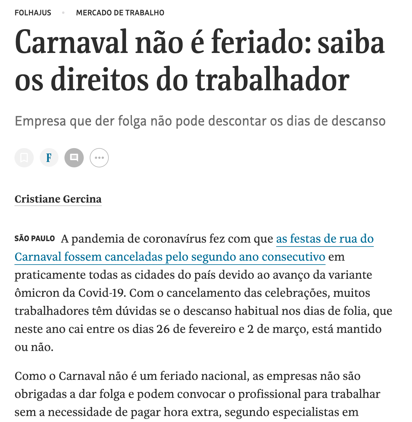 Carnaval 2022: Saiba quais são os direitos do trabalhador