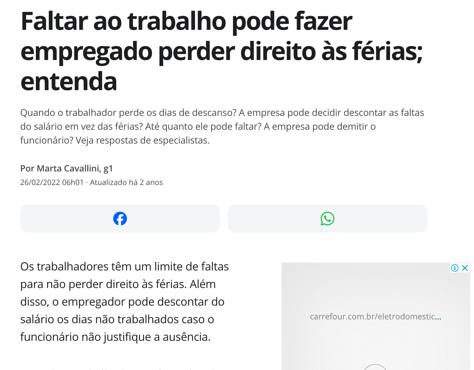 Faltar ao trabalho pode fazer empregado perder direito às férias? Entenda